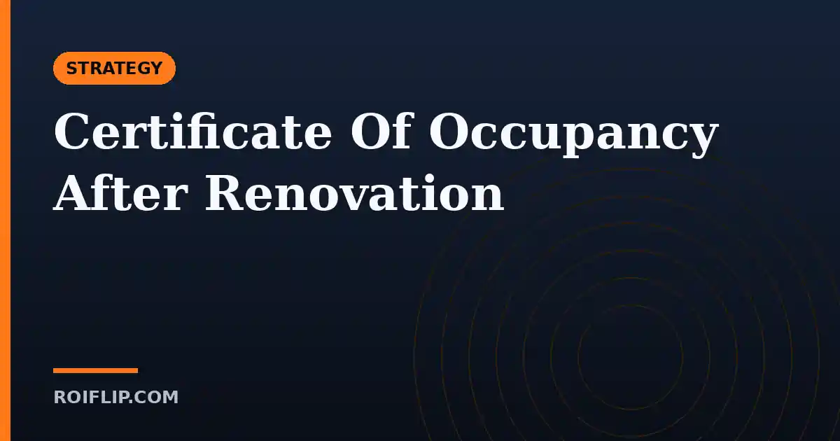 Certificate Of Occupancy After Renovation